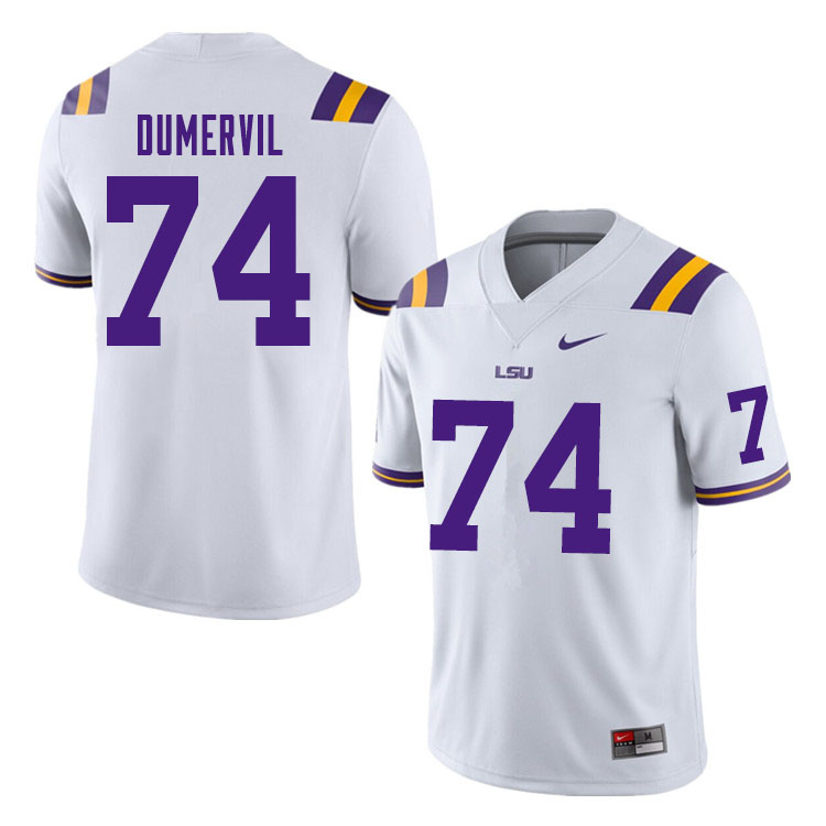 Men #74 Marcus Dumervil LSU Tigers College Football Jerseys Sale-White - Click Image to Close
